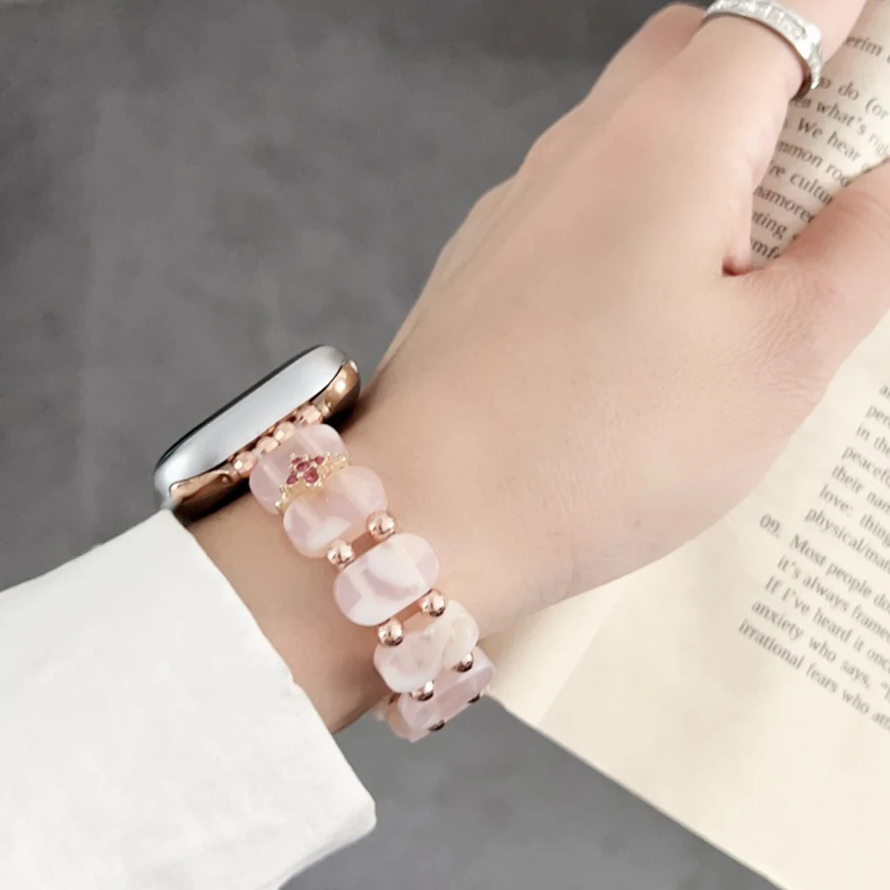 Elastic Resin Resin Strap For Apple Watch Band 10 9 8 7 6/SE/5  Ultra 49mm 44mm 45mm  41mm 42 46mm Slim glacier Link Bracelet