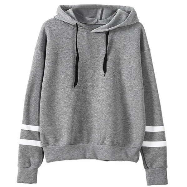 New Autumn Womens Hoodie Long-Sleeved Lazy Style Top Daily Striped Slim Fit Sweatshirts Solid Color Versatile Casual Tracksuit