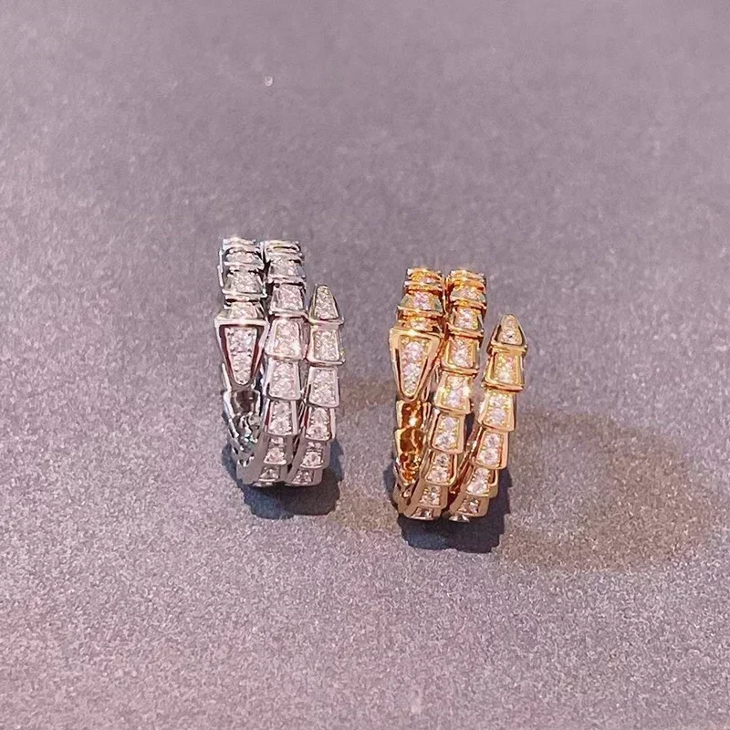 

925 sterling silver European classic gemstone snake bone spring ring snake head fashion brand luxury party holiday gift