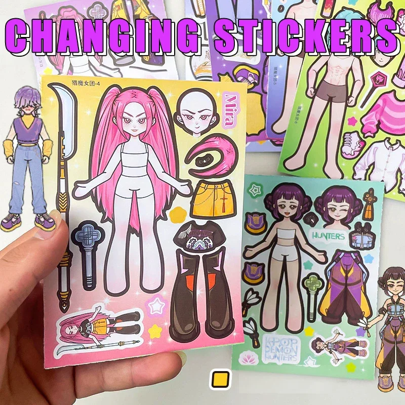 8-delige KPop Demon Hunter-stickers - Leuke Make-A-Face-puzzelstickers, DIY aangepaste stickerpuzzels, educatief speelgoed voor kinderen