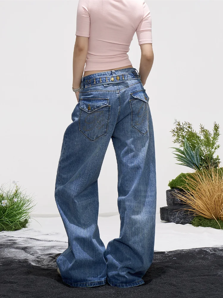 

Loose Wide Leg Straight Jeans Women's High Waist Korean Style Fashionable Long Trousers Comfortable Medium Weight Denim