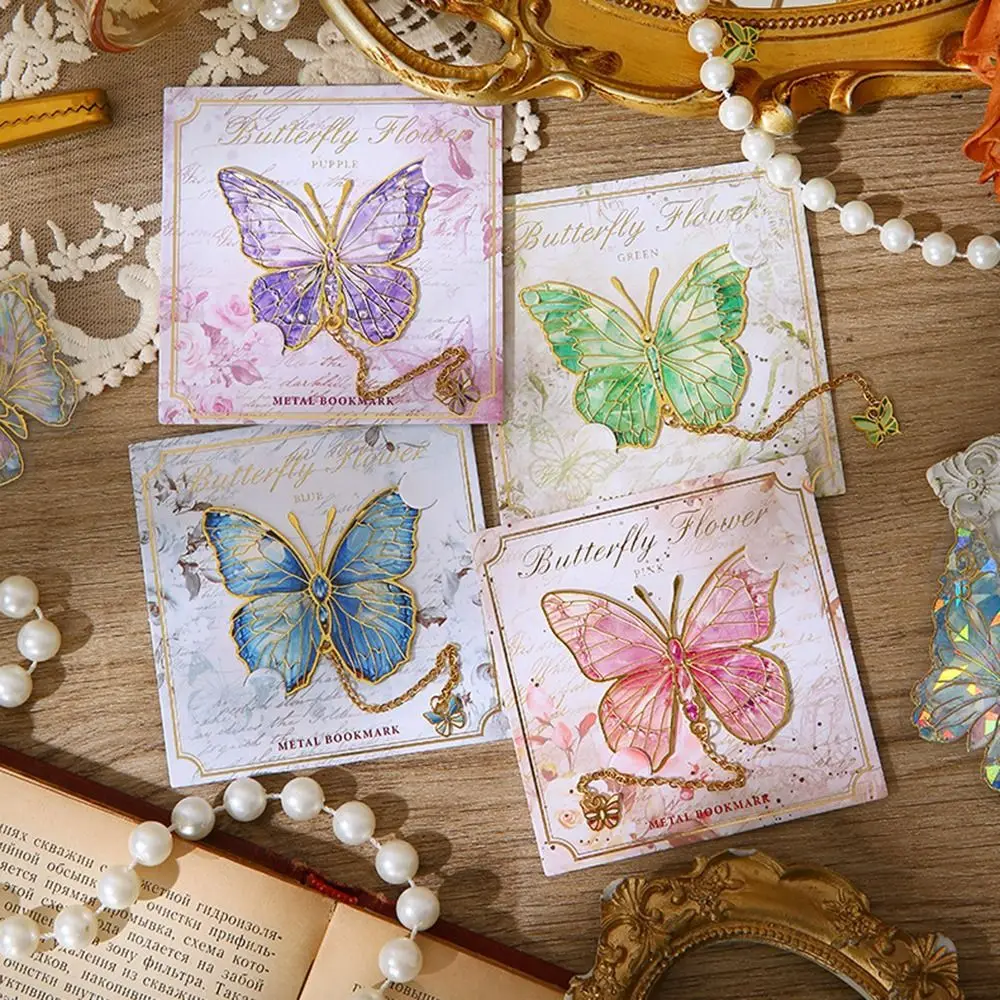 

Bronzing Metal Butterfly Bookmark Separator Pages Chinese Style Pendant Book Marker with Pendant Vintage Pagination Mark Adults