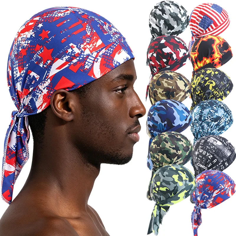 6 Stück Europäische und Amerikanische Trendige Tarnmuster Piratenmützen Weiche Unisex Outdoor-Sport-Bandanas Haarfixierende Stirnbänder