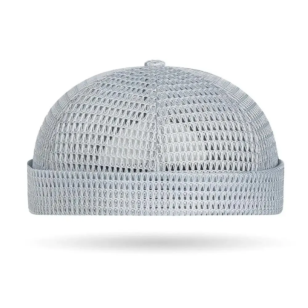 الصيف شبكة البطيخ الجلد قبعة Brimless خفيفة للغاية دوكر قبعة صغيرة تنفس قابل للتعديل قبعة هيب هوب بحار المالك قبعة