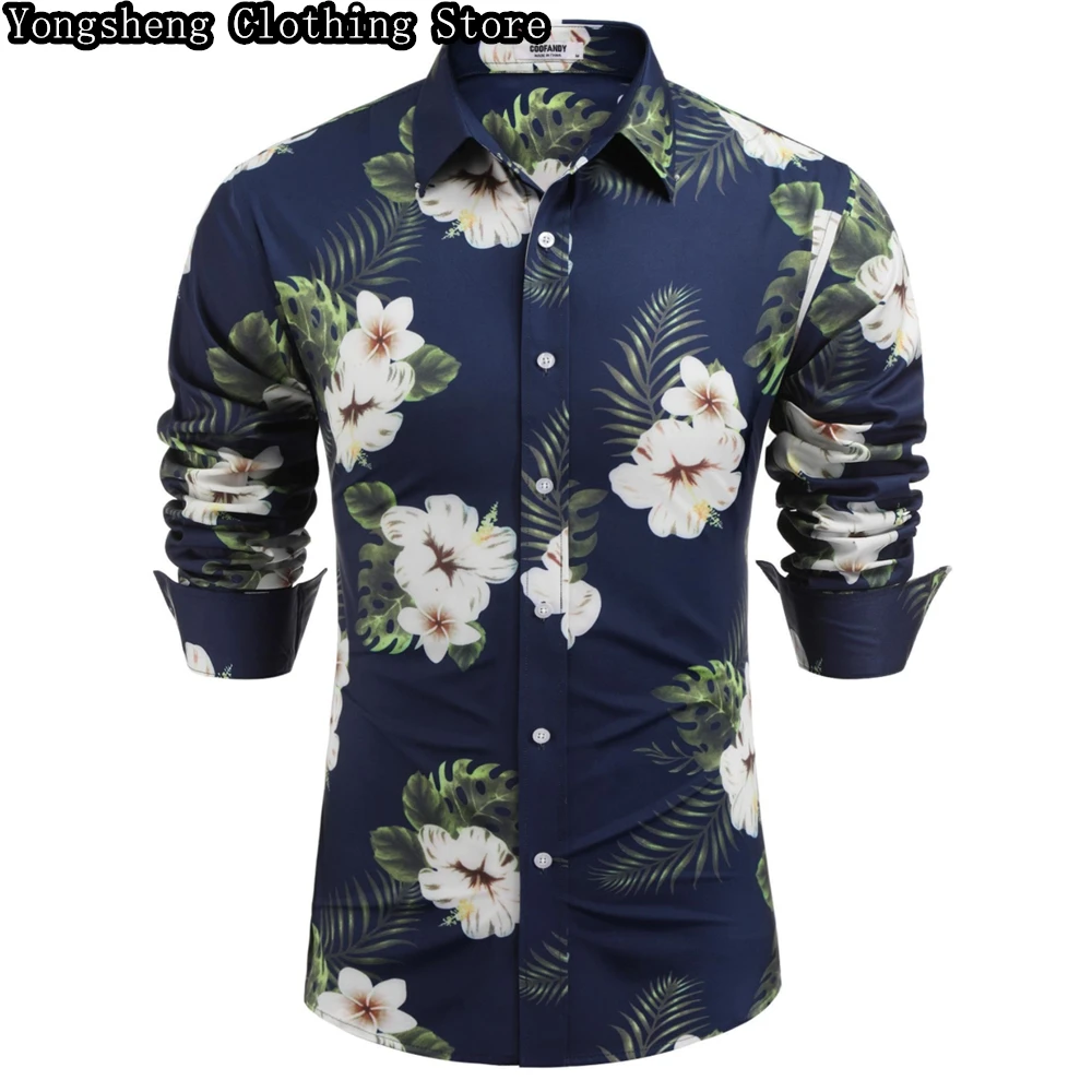 Men\'s Long Sleeve Shirt Hawaiian Shirt 3D Print Fashion Trendy Vacation Casual Men\'s Clothing Large Size Men\'s Clothes