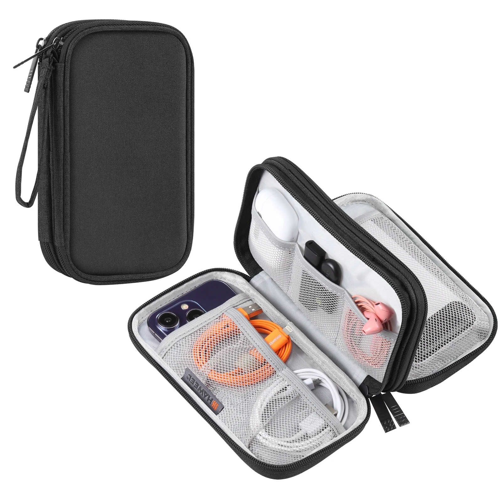 HAWEEL Electronic Organizer Double Layers Storage Bag for Cables, Charger, Power Bank, Phones, Earphones Box Bag