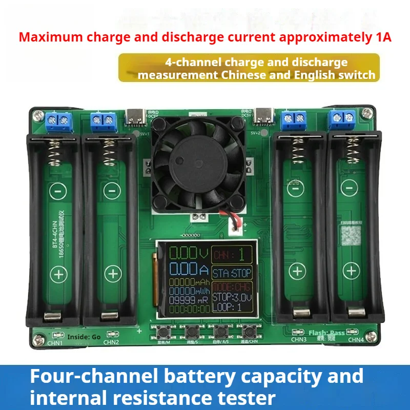 4チャンネル18650リチウム電池容量テスター-内部抵抗テスター-自動充電・放電モジュール-type-c