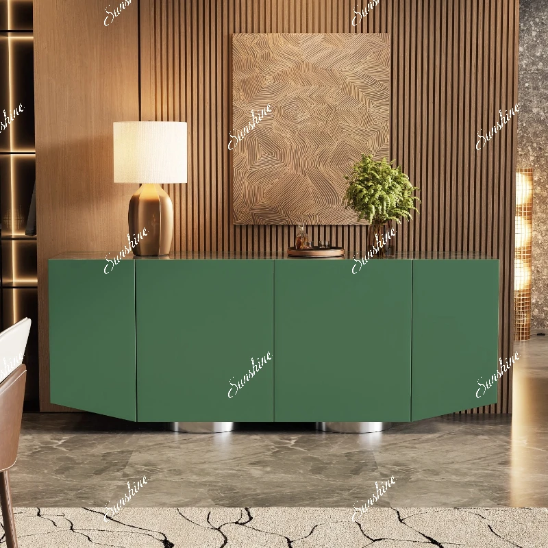 Italian minimalist dining side cabinet luxury stone living room wall storage decorative cabinet