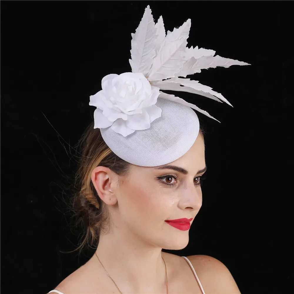 

Elegant Bride Wedding Fascinator Headband Flower Headwear Fancy Formal Chapeau Cap Hair Accessories for Women