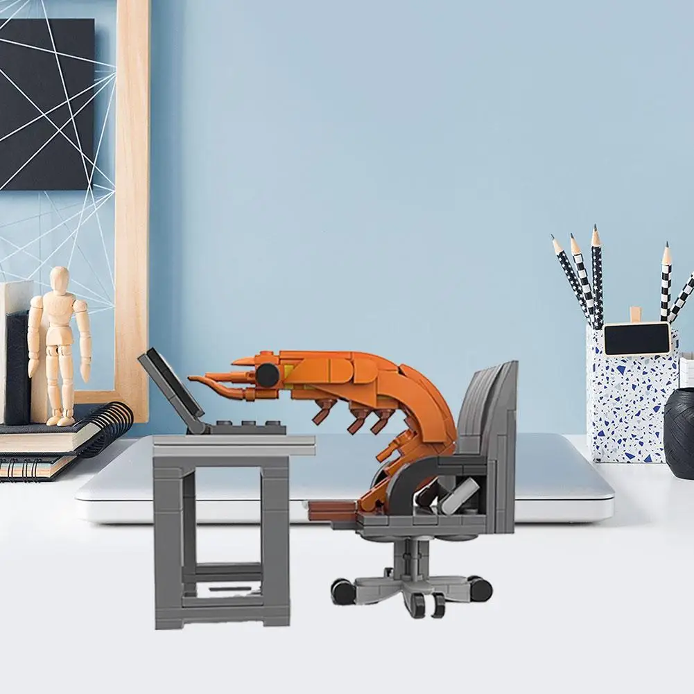 クリエイティブワーキングシュリンプモデルビルディングブロックセットパズル組み立ておもちゃデスクトップ装飾品ザリガニ MOC ブリック大人/子供ギフト