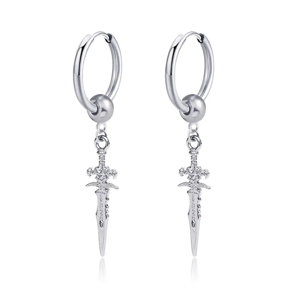 4Pcs Fashion Couple Earrings Set Hip Hop Style Metal Ear Clips Studs for Women Men Birthday Gift Lightweight Shiny Glossy