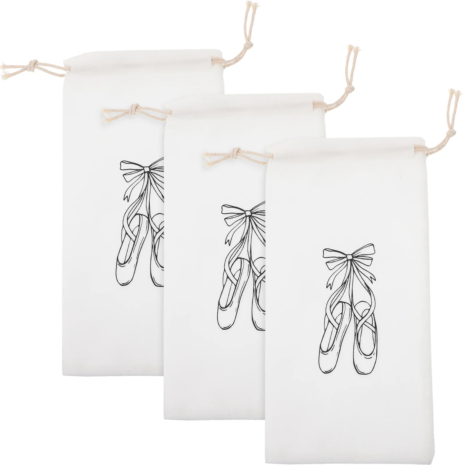 

3pcs Ballet Shoes Bag for Women Girls Cotton Flannel Dance Shoe Storage Travel Drawstring Lightweight Easy Clean