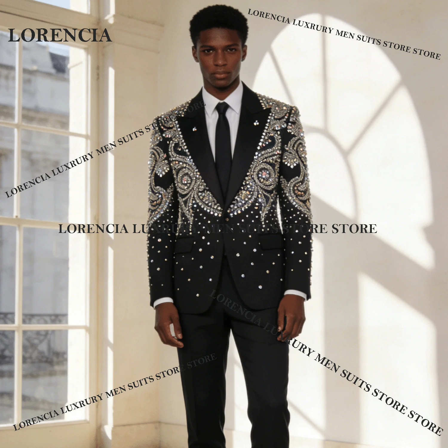 

Men Diamond Design Suits Customized Luxury Handsome Wedding Tuxedos Sparkle Slim Ropa hombre 3 Pieces Sets Groom Male Blazers