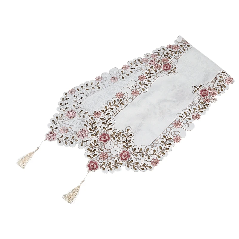 

New Table Runner Embroidered Floral Table Cloth