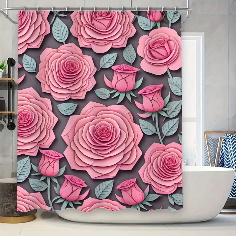 

Roses Shower CurtainPink Floral Design for Bathroom Decoration Perfect Fit for Your Home Decor!