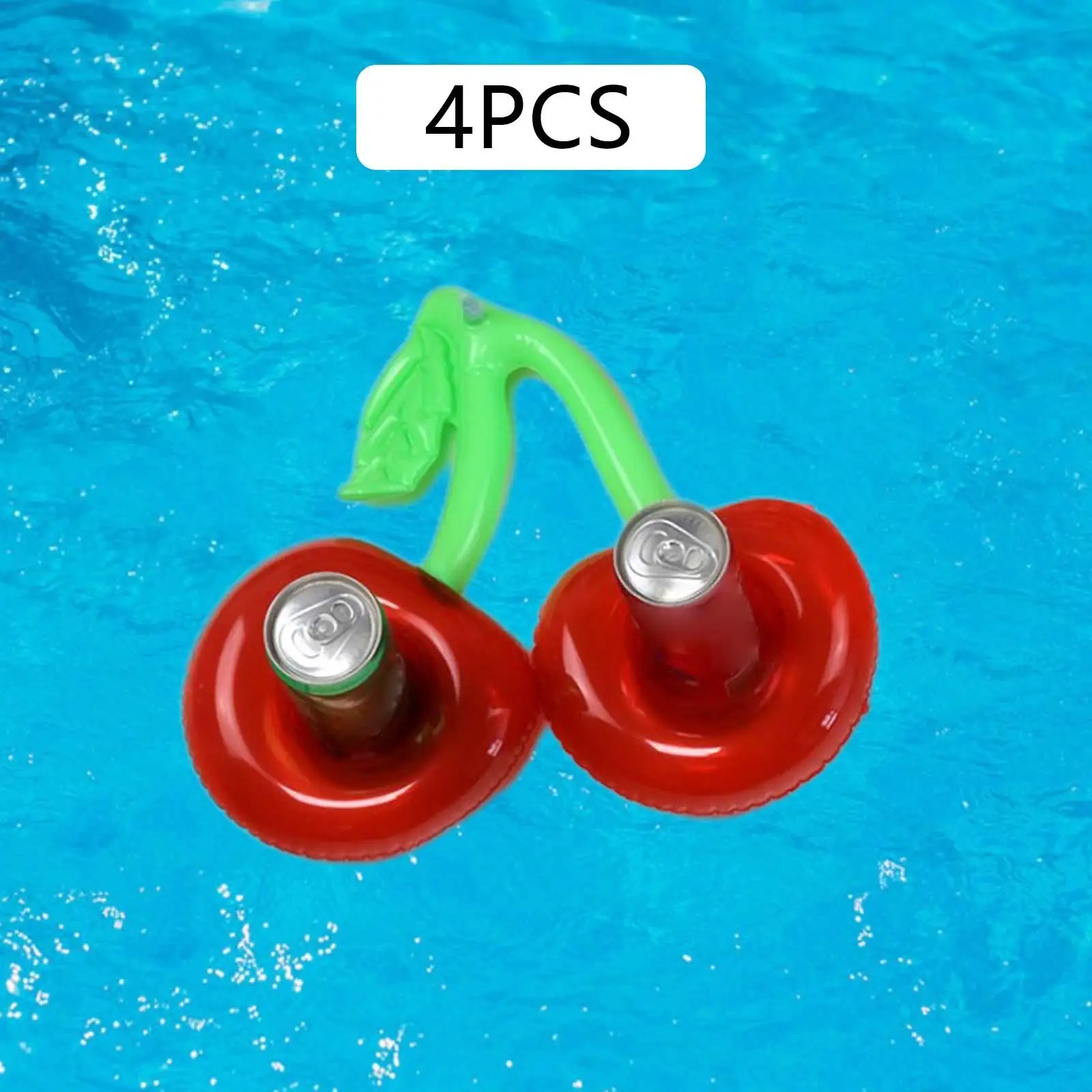 Soportes flotantes inflables para bebidas, decoración de piscina con forma de cereza, bandejas para servir para fiestas de cumpleaños, piscinas, 4 piezas