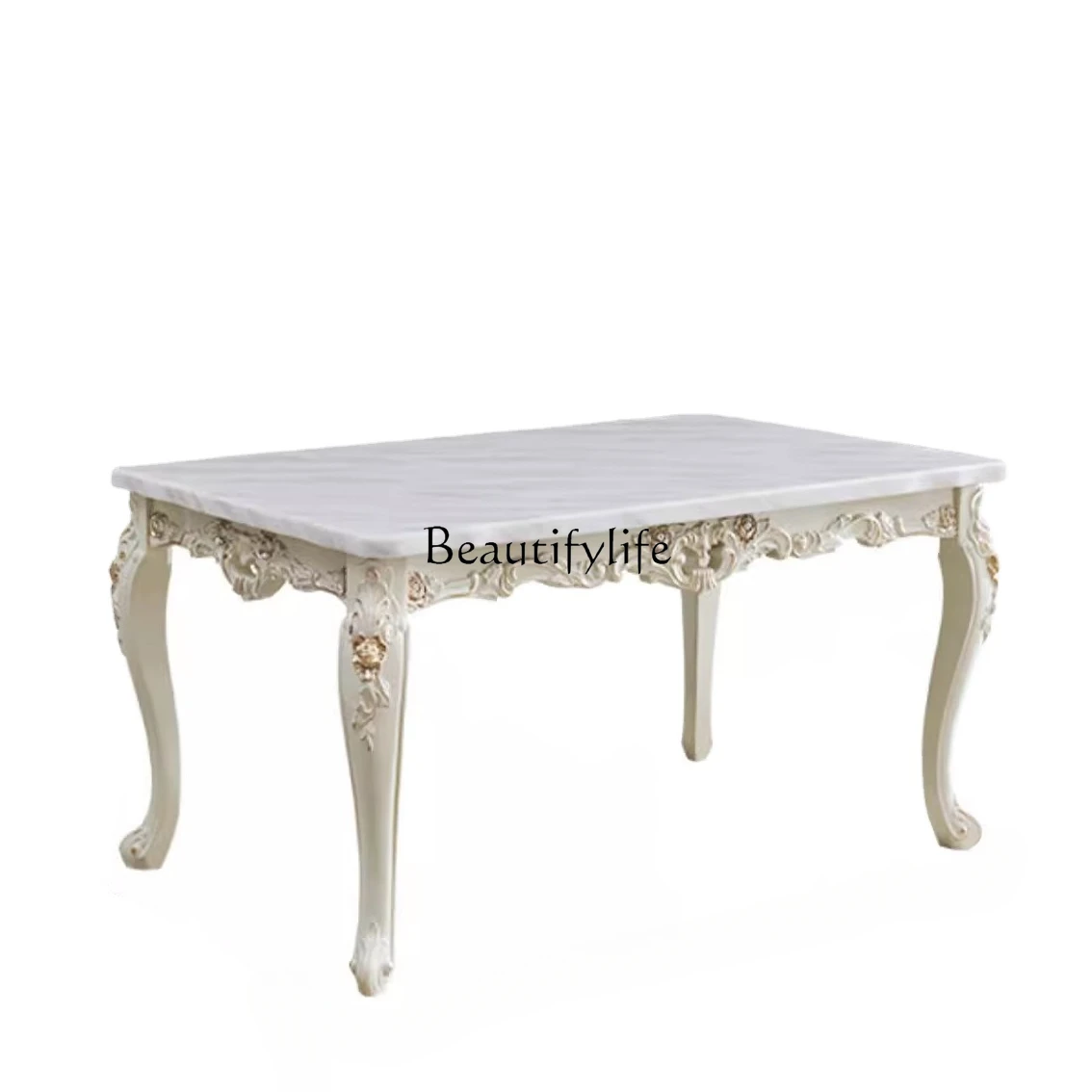 

European Style Dining Table Rectangular Small Apartment Marble Solid Wood Dining Table Modern Minimalist