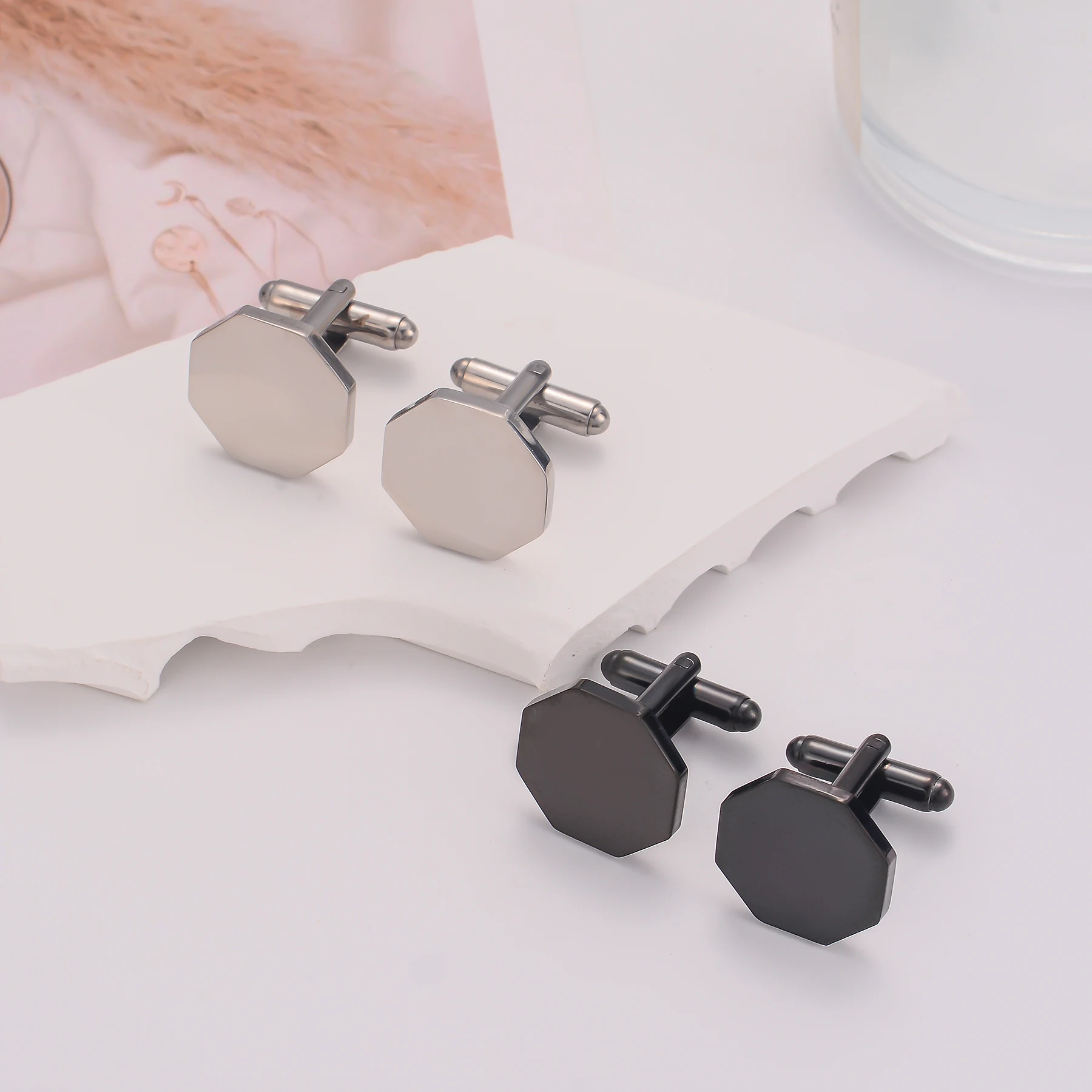 1 paar Hohe Qualität Edelstahl Manschettenknopf Modeschmuck für Männer Business Hochzeit Hemd Manschette Tasten Bankett Zubehör Geschenk – Detail 6