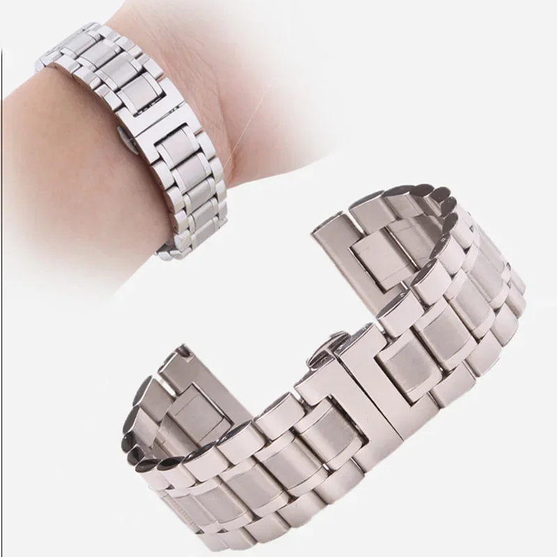 Stainless Steel Watchband Bracelet Universal Metal Strap 16mm to 24mm Solid Watch Band for Men Fine Steel Accessories