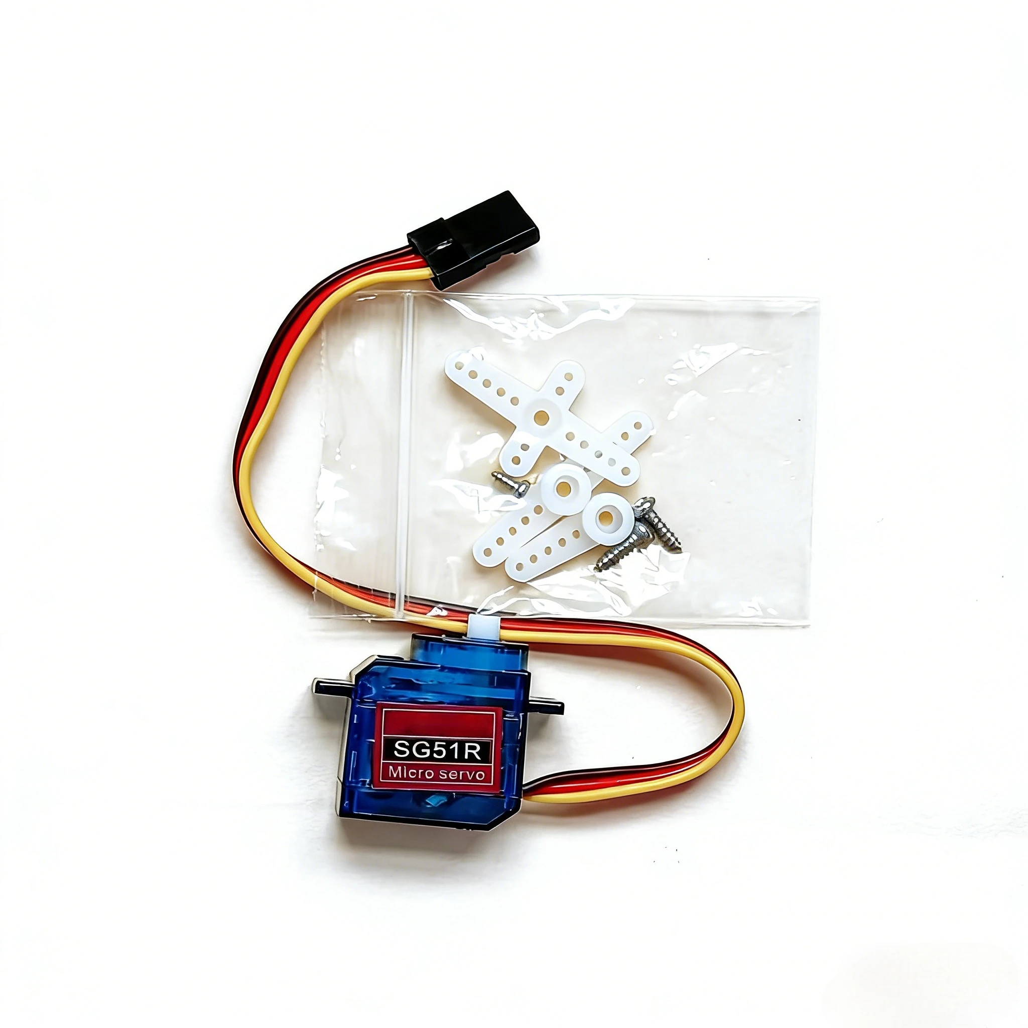 

High-speed SG-51R Servo. 0.10s/60°, Wide Voltage, and Ultra-light 5g Design for Professional RC Flights.