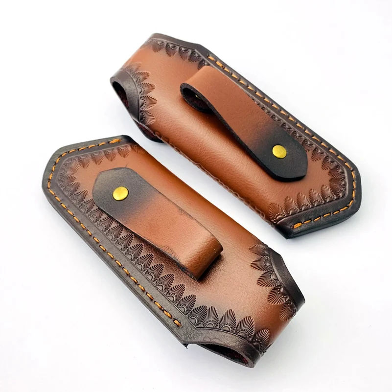 Top Layer Cow Leather Folding Knife Sheath Cover Small Pliers Tools Scabbard Swiss Army Knives Cowhide Cover Storage Bag