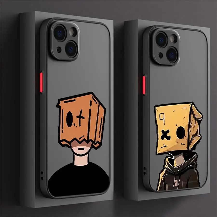حافظة لهاتف أبل آيفون 15 16 17 14Plus 13 Mini XS Max 12 13 11 Pro Max 7 8 نمط رجل ورقي كرتوني