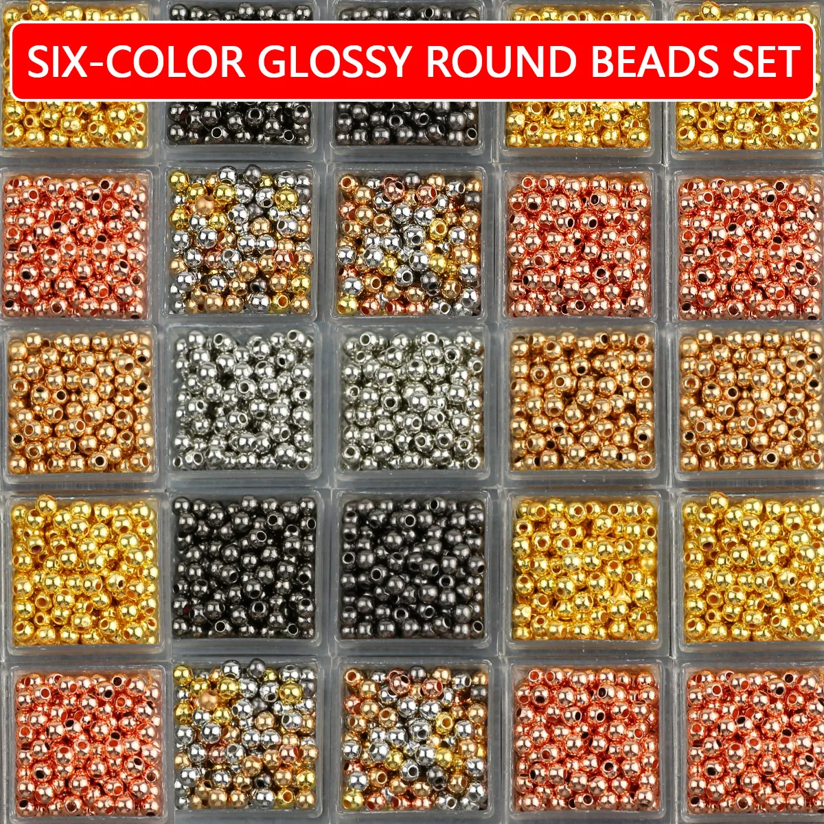6 Colors 3mm 3000Pcs Set Round Mini Plastic Loose Beads for Making DIY Bracelets Necklaces Keychains Various Jewelry Accessories