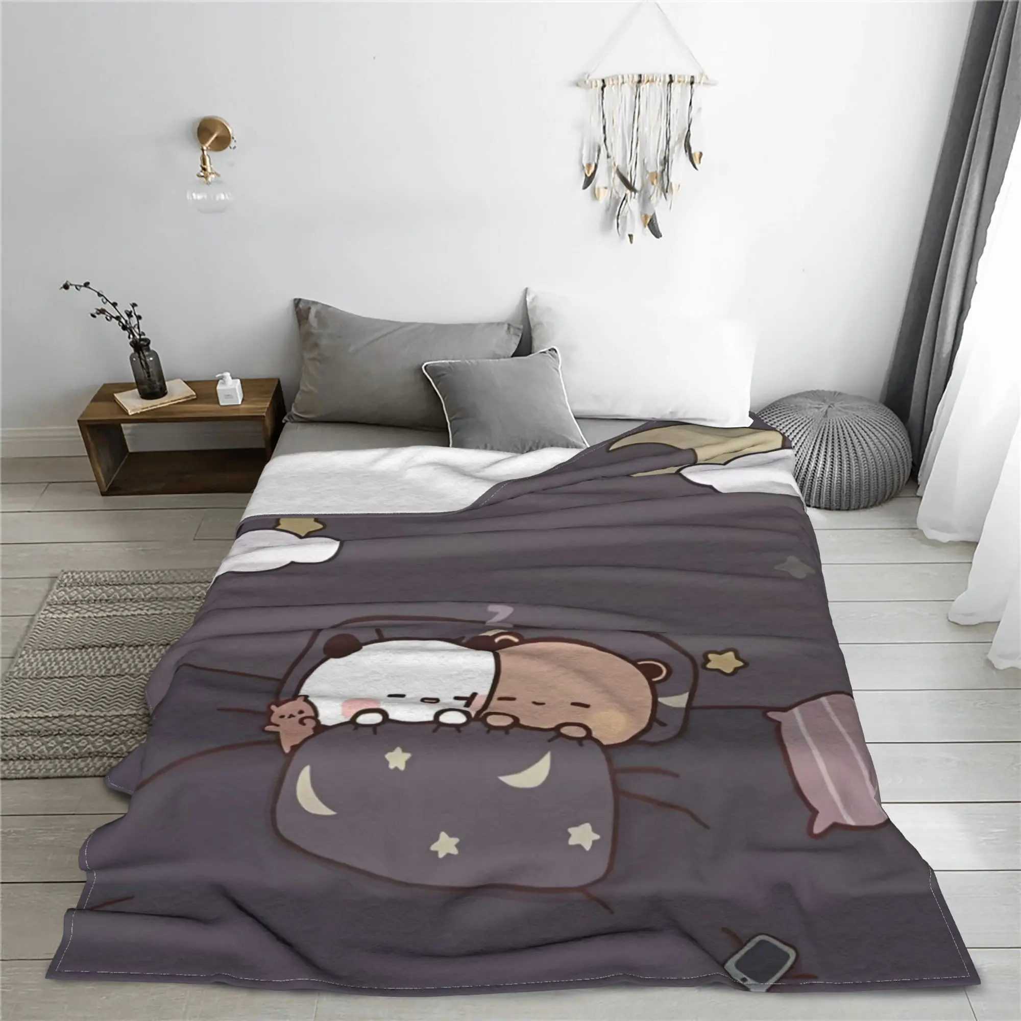 Bear Cartoon Cute Bubu Dudu Blankets Fleece Decoration  Multi-function Super Soft Throw Blankets for Bed Outdoor Rug Piece