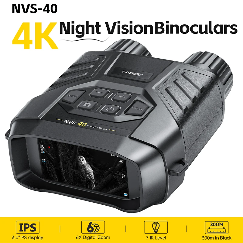 

NVS-40 Telescope 4K HD Binoculars Night Vision Goggles 6X Digital Zoom 300m Day and Night Dual Use Hunting Camping Outdoor