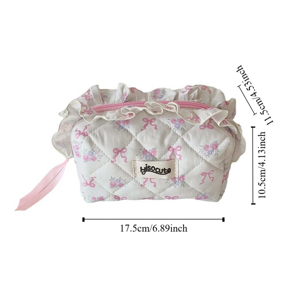 Bowknot Bow Cosmetic Bag Wash Pouch Desktop Storage Bow Stationery Bag Pink/White Handbag Korean Style Pencil Case Wash Face