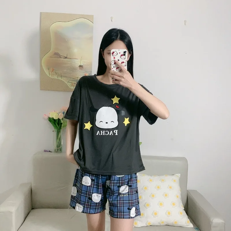 جديد باشا الكلب منامة الكرتون لطيف سانريو الصيف قصيرة الأكمام السراويل منامة مجموعة مريحة وفضفاضة المنزل يمكن ارتداؤها في الخارج #2