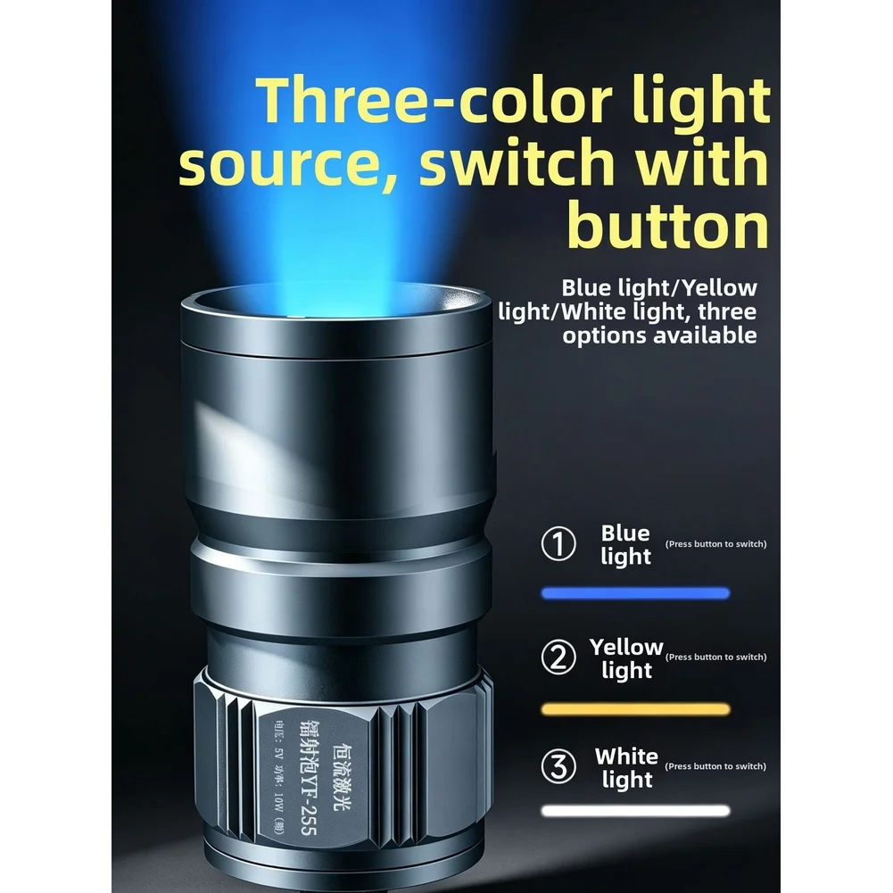 Fishing Headlamp 10W USB Adjustable Focus Yellow 3 Color Waterproof Strong Light Flashlight For Outdoor Camping & Fishing