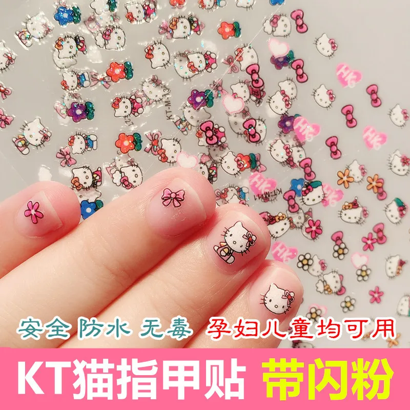 10/20/30PCS Sanrio Hello Kitty Kids Nail Stickers Kawaii Cartoon Nail Stickers Self-Adhesive Nail Decals Stickers