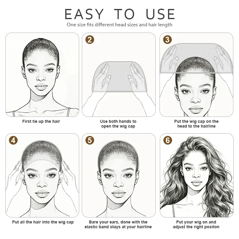 1/3Pcs Black Nylon Mesh Wig Cap, Closed End High Stretch Breathable Hairnet Invisible Wig Liner for Women image 6
