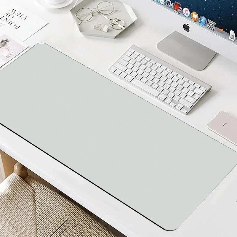 VIKAMA Light Grey Solid Color Desk Mat Mouse Pad Quick Dry Non Slip Gaming Anti Slip Backing Gift For Coworkers Home Decor