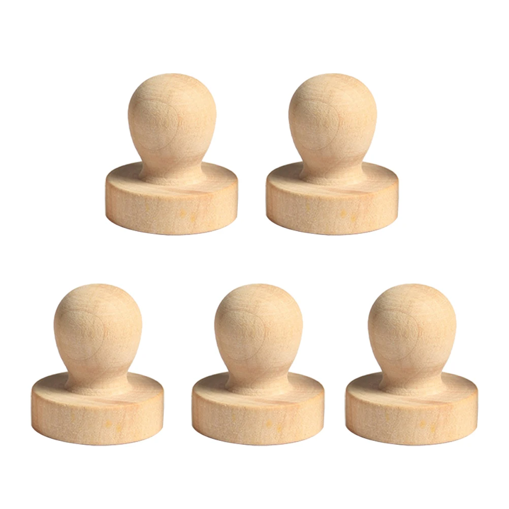 

5pcs SolidWoodRoundHandleSeals HandmadeWoodStamps forCraftsScrapbooking Invitations Envelopes GreetingCards Letters StorageTools