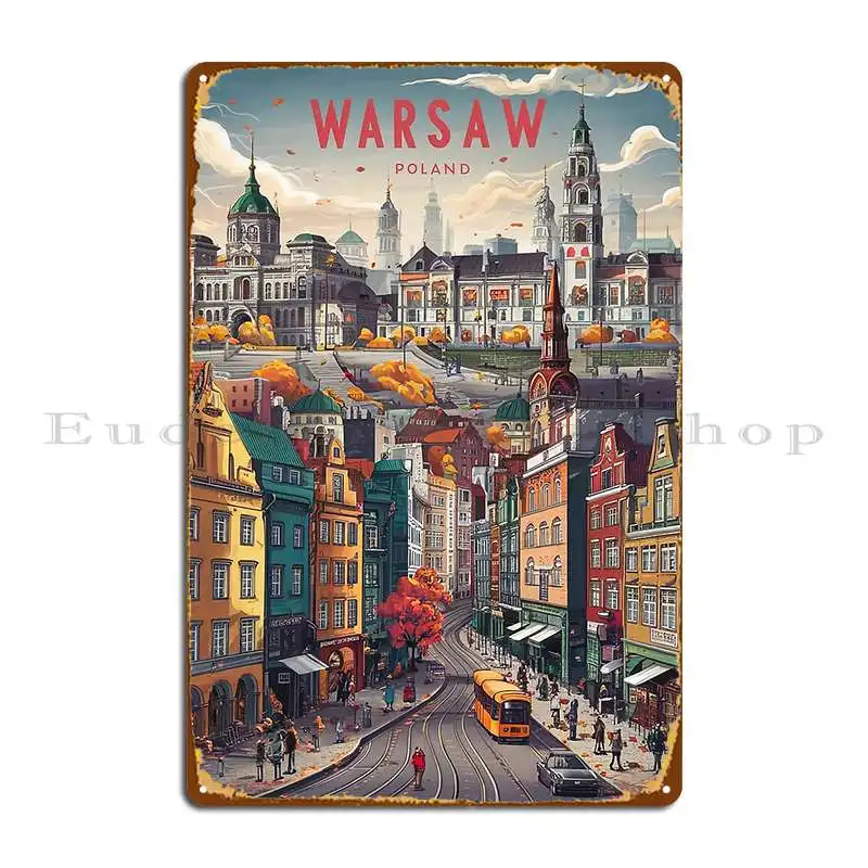 Варшава Польша металлическая табличка клубная печатная классическая винтажная жестяная вывеска для кинотеатра плакат Варшава Польша металлическая табличка клубная печатная классическая винтажная жестяная вывеска для кинотеатра плакат