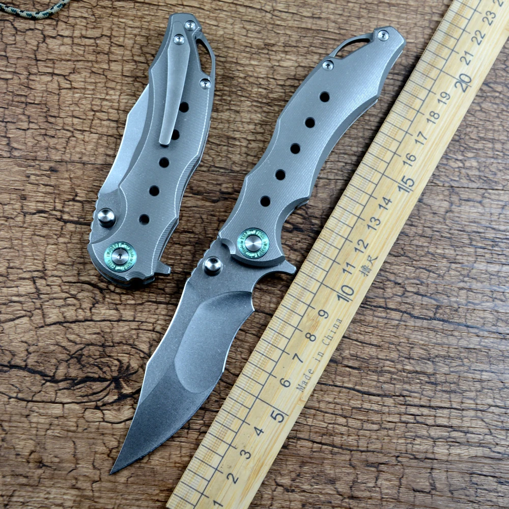 

TWOSUN Folding Knife K110 Blade Ceramic Ball Bearing Washer Titanium Handle Flipper Outdoor Hunting Pocket Knife TS589