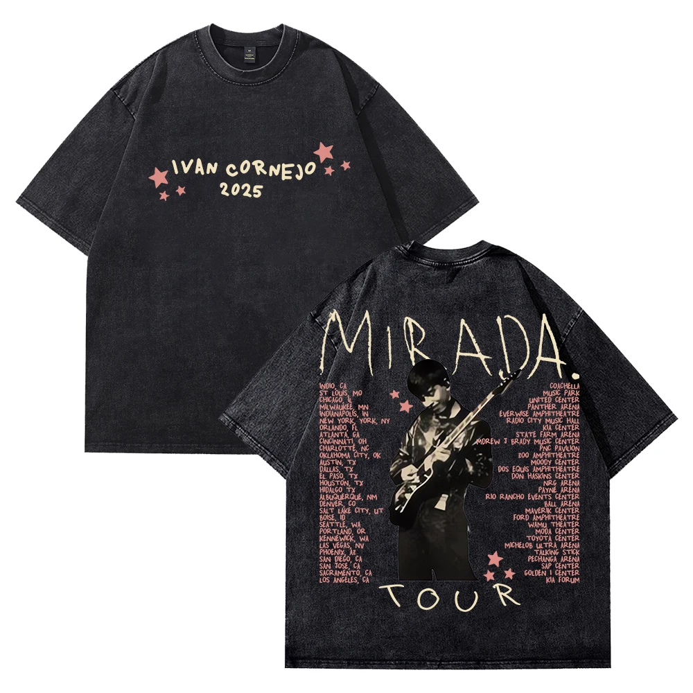 

Ivan Cornejo 2025 Mirada Tour Washed T-shirts Crewneck Short Sleeve Cotton Tee Men Women Streetwear Tops