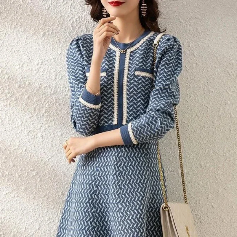Autumn Winter Sweater Dress Luxurious Knitted Long Sleeve Dress French Party Dress Designer Korean Fashion New Slim Fit - Image 5