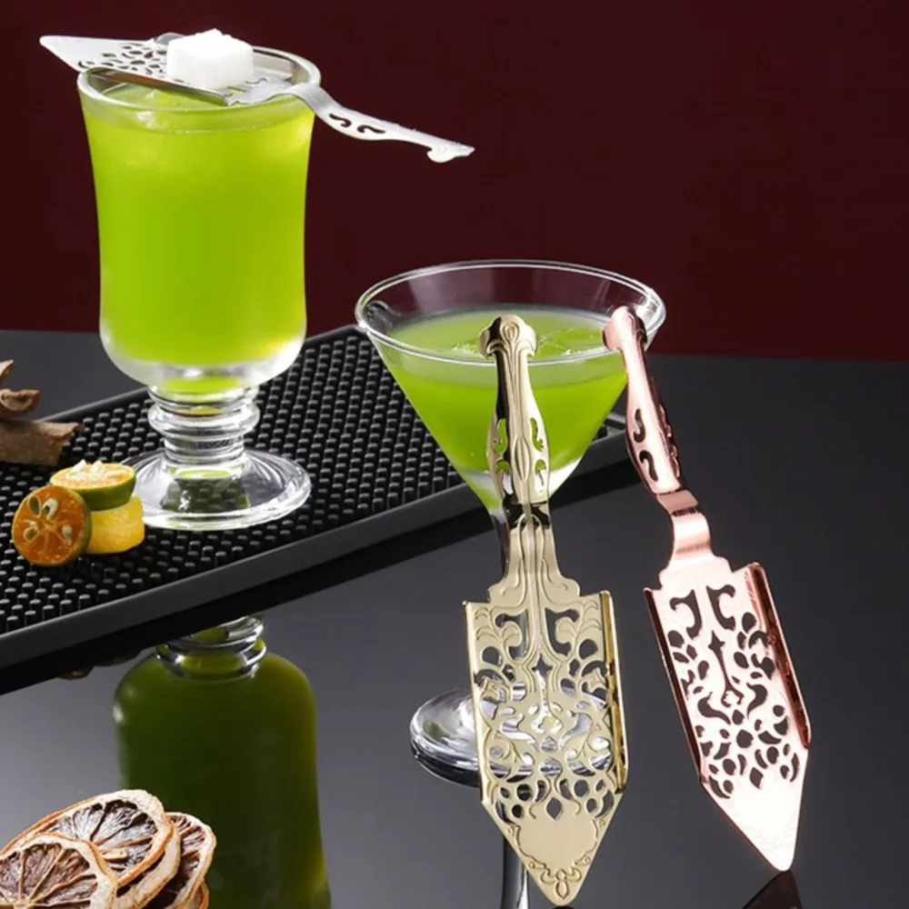 Stainless Steel Absinthe Filter Spoon Vintage Gold Wormwood Cocktail Spoon Hollow Design Hollowed Out Absinthe Spoon Glass Cup