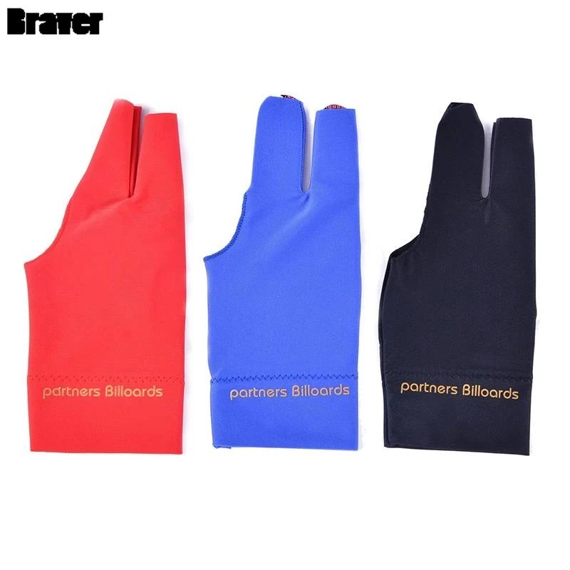 1pc 4colors 9style Spandex Snooker Billiard Cue Glove Pool Left Hand Open Three Finger Accessory for Unisex Women and Men