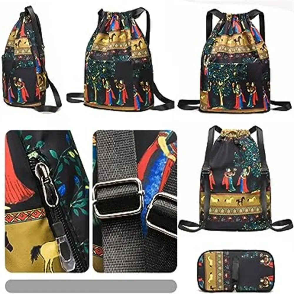 Drawstring Foldable Large Capacity Dry-wet Separation Travel Sports Backpack, Exotic Drawstring Gym Sack Backpack Bag