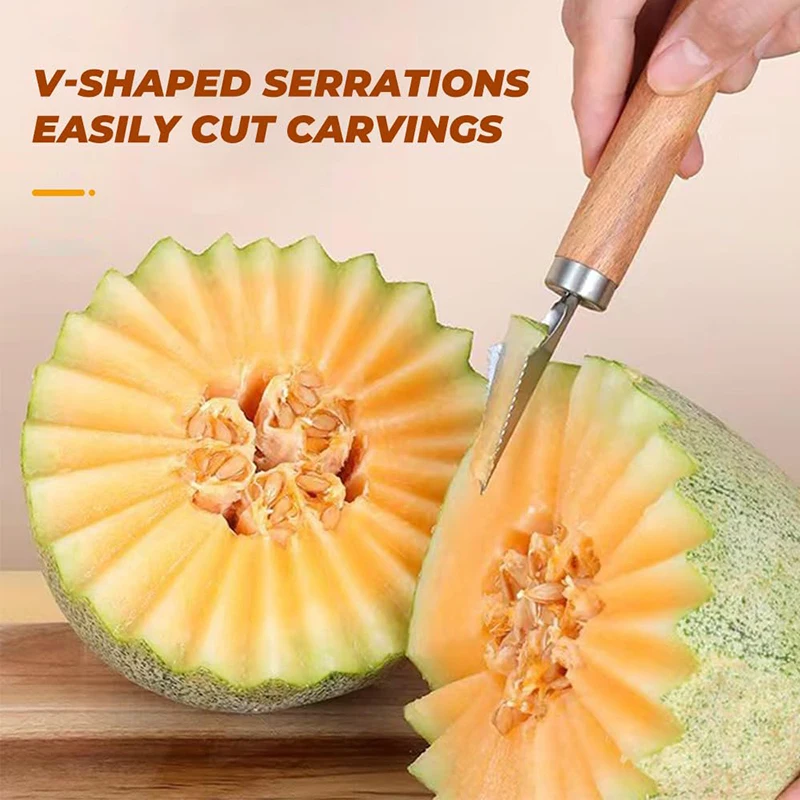 1Pc Stainless Steel Watermelon Cutter And Fruit Slicer Tool – 3-in-1 Melon Baller Fruit Carving Knife & Scooper ForHome Kitchen