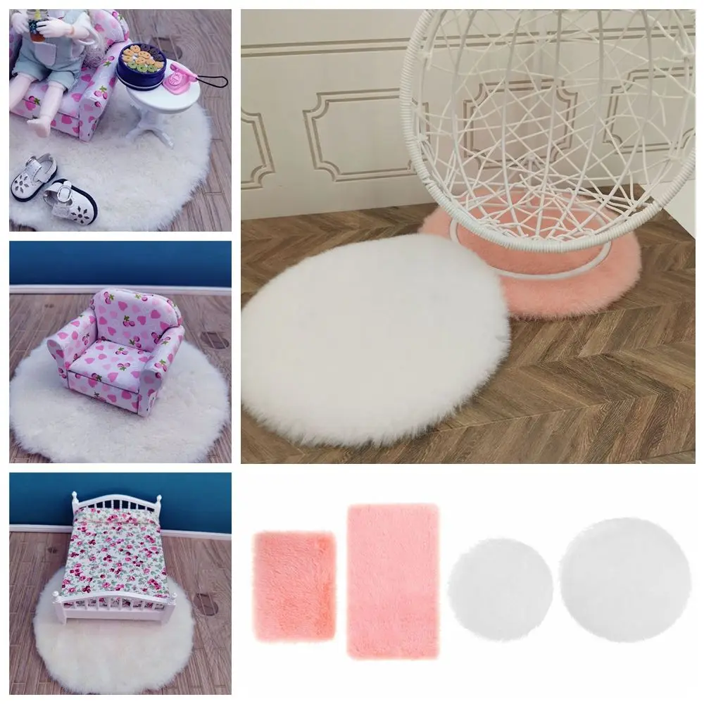 

1/12 Scale Nordic Style Playing House Mini Floor Mat Miniature Hairy Rug Dollhouse Plush Carpet Doll Accessories