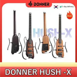 Donner-guitarra eléctrica de viaje, instrumento acústico silencioso sin cabeza, HUSH-X, Marcos extraíbles, cuerpo sólido de caoba ultraligero, HUSH X