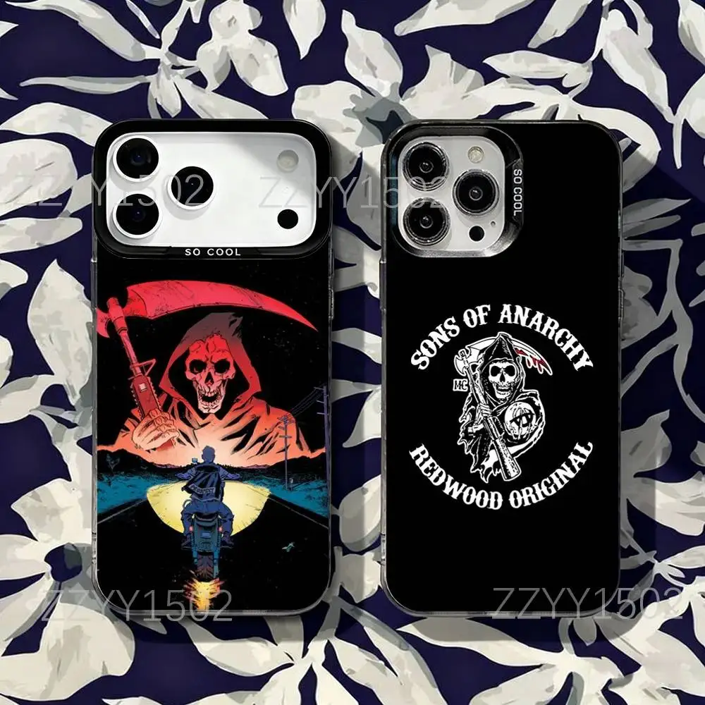 

S-Sons Of A-AnarchyS Mayans Phone Case For iPhone 17,16,15,14,13,12,X,8,Pro,Max,Plus,SE4,Air,Mini HD Black IMD Matte