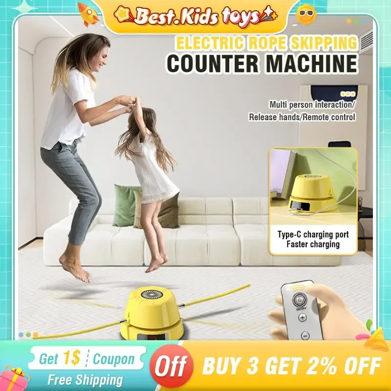 Electric Digital Counter Rope Skipping Machine Jump Rope Intelligent Remote Control Automatic Fun Sports Home Fitness Kids Toys