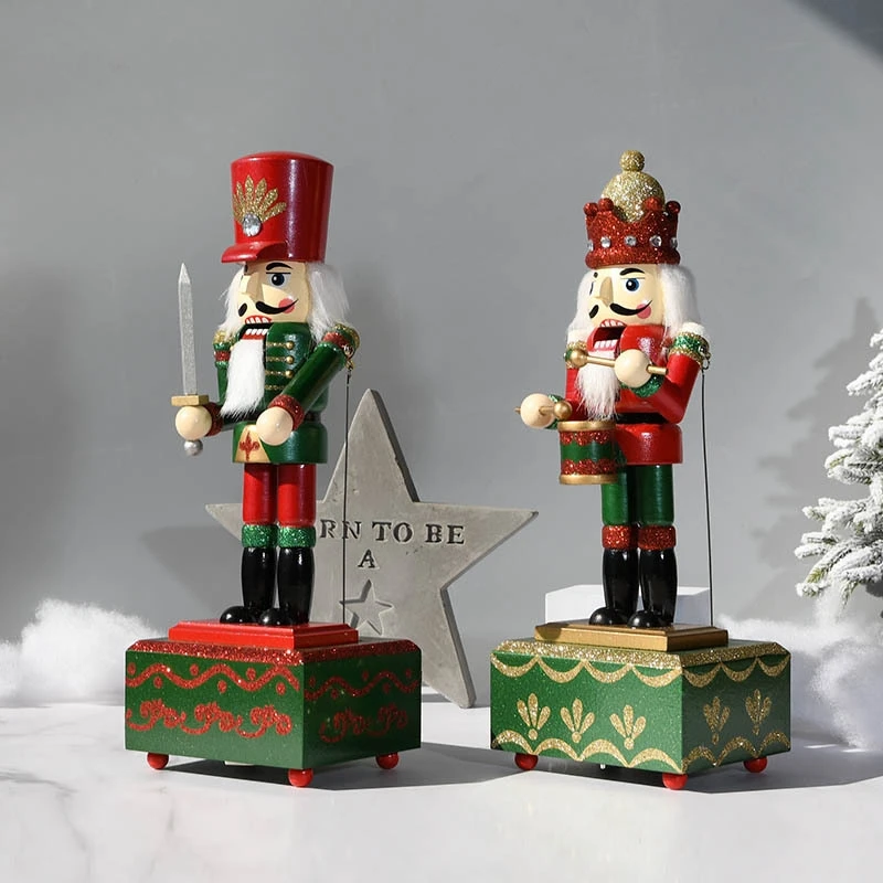 1 PCS 36Cm Christmas Nutcracker Kids Birthday Home Decoration Wooden Nutcracker Toy Crafts , C