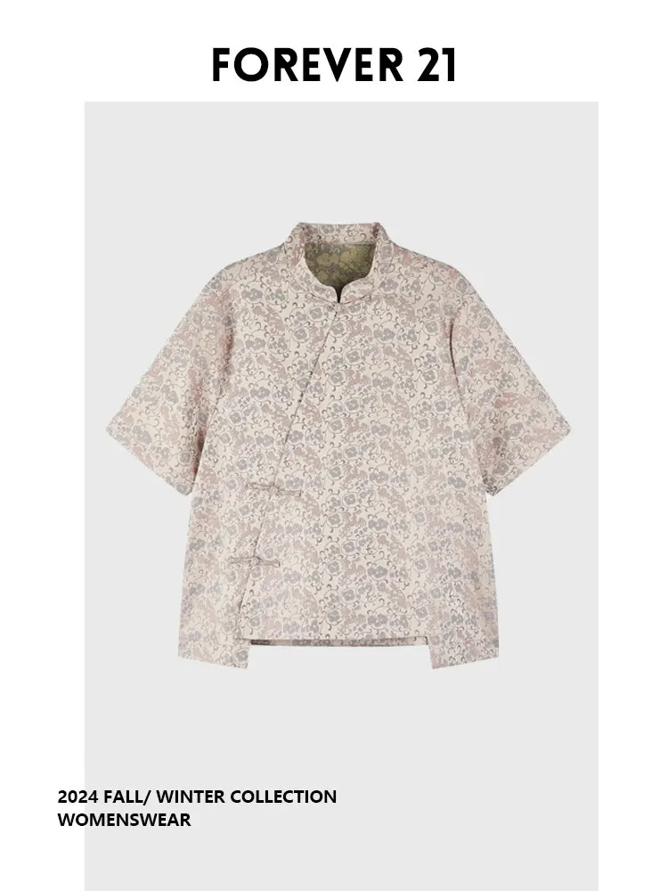 

New Chinese Sle Retro Dragon Pattern Printed Poer Crystal Button Asymmetrical Hemline Top Forever 2 Commute Sle Women'...